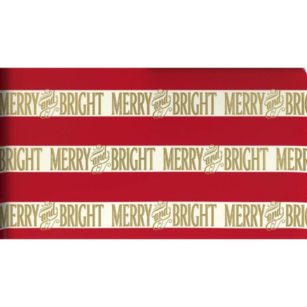 Hallmark Wrapping Paper Merry and Bright Red Gold 35 sq ft Roll Holiday Gift